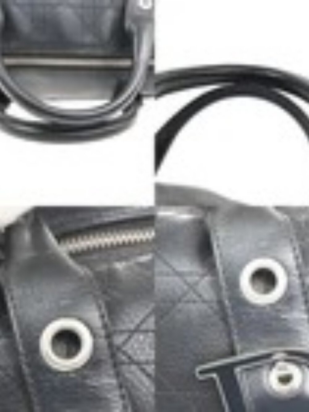 CHRISTIAN DIOR Logo Cannage Mini Boston Hand Bag Leather Black SHW Italy 96MA500 - Picture 14 of 16